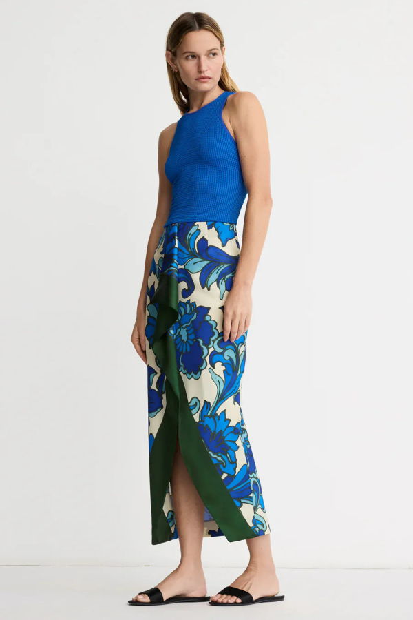 Smythe Front Ruffle Skirt - Aegean Multi