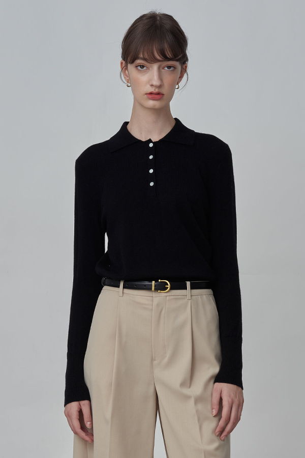 PURECASHMERE NYC Classic Polo Sweater