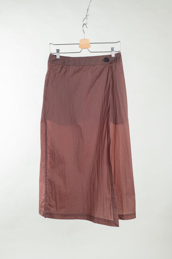 mfpen Classic Wrap Skirt - Merlot Crinkled Tech