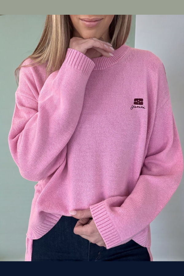 Ganni Wool Knit Crewneck Sweater