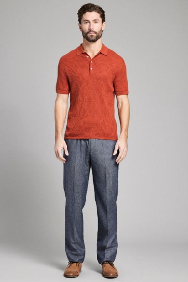 Billy Reid Diamond Sweater Polo - Umber