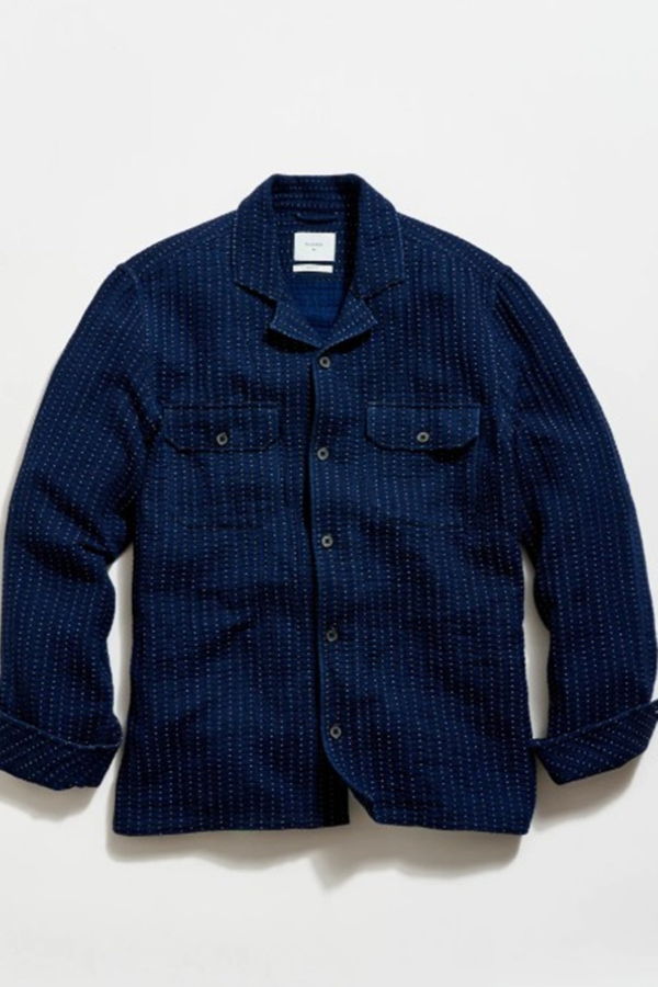 Billy Reid Pin Dot Dobby Two Pocket Overshirt - Carbon