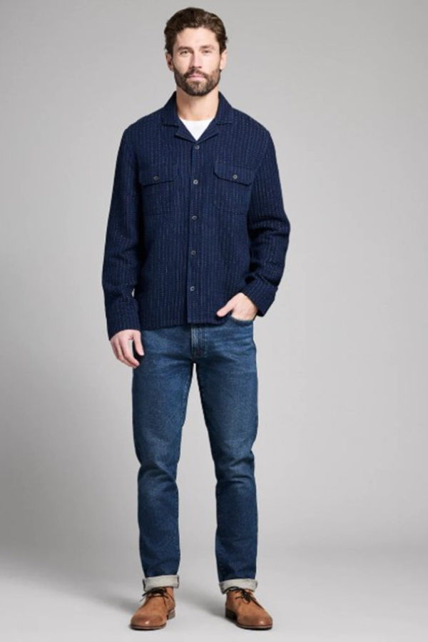 Billy Reid Pin Dot Dobby Two Pocket Overshirt - Carbon