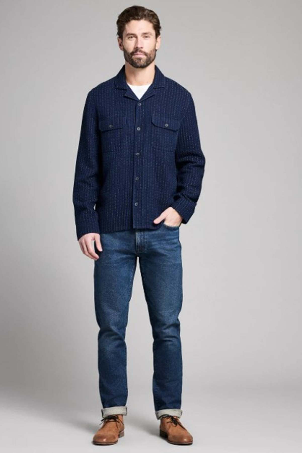 Billy Reid Pin Dot Dobby Two Pocket Overshirt - Carbon - Image 2 of 2