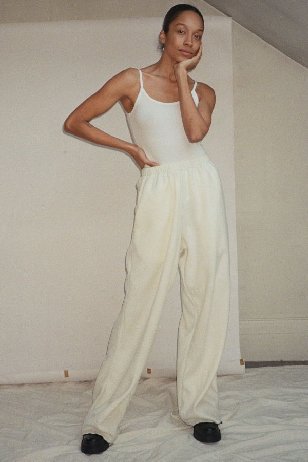 Ashley Rowe Baggy Fleece Pants - Cream