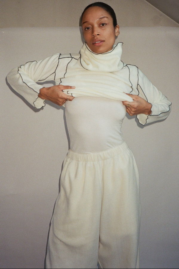 Ashley Rowe Baggy Fleece Pants - Cream