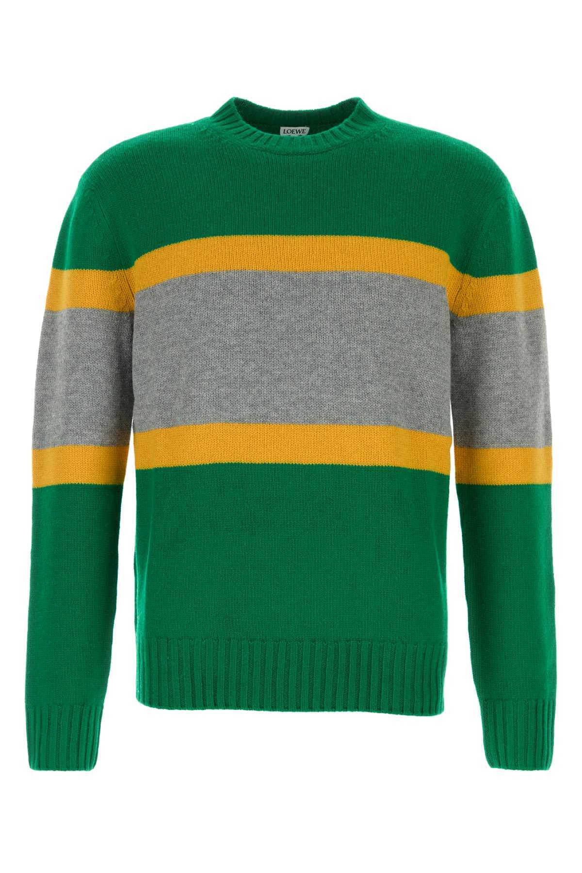 LOEWE Multicolor Wool Sweater - Greengrey - Image 1 of 2