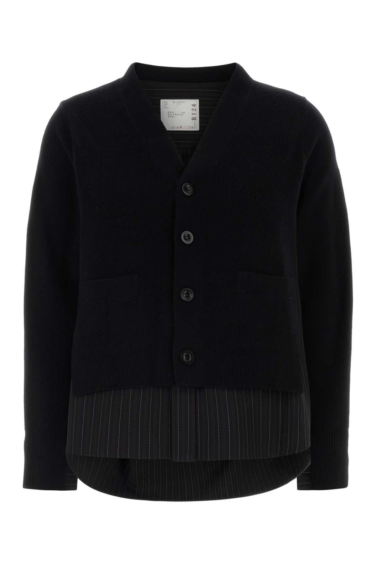 sacai Wool Cardigan - Black - Image 1 of 2