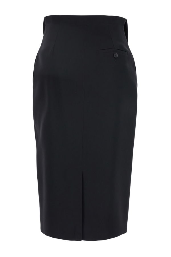 Alexander McQueen Foldover Waist Skirt With Rear Single Slit - Black