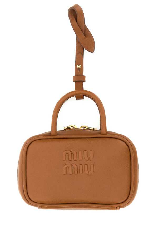 MIU MIU Camel Leather Beau Keyring Necessaire - Cognac