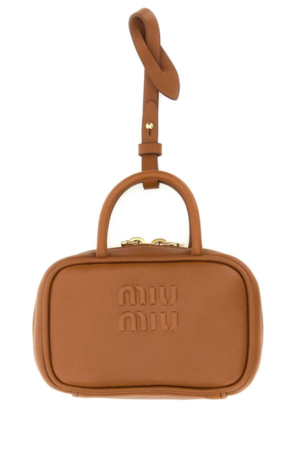 MIU MIU Camel Leather Beau Keyring Necessaire - Cognac