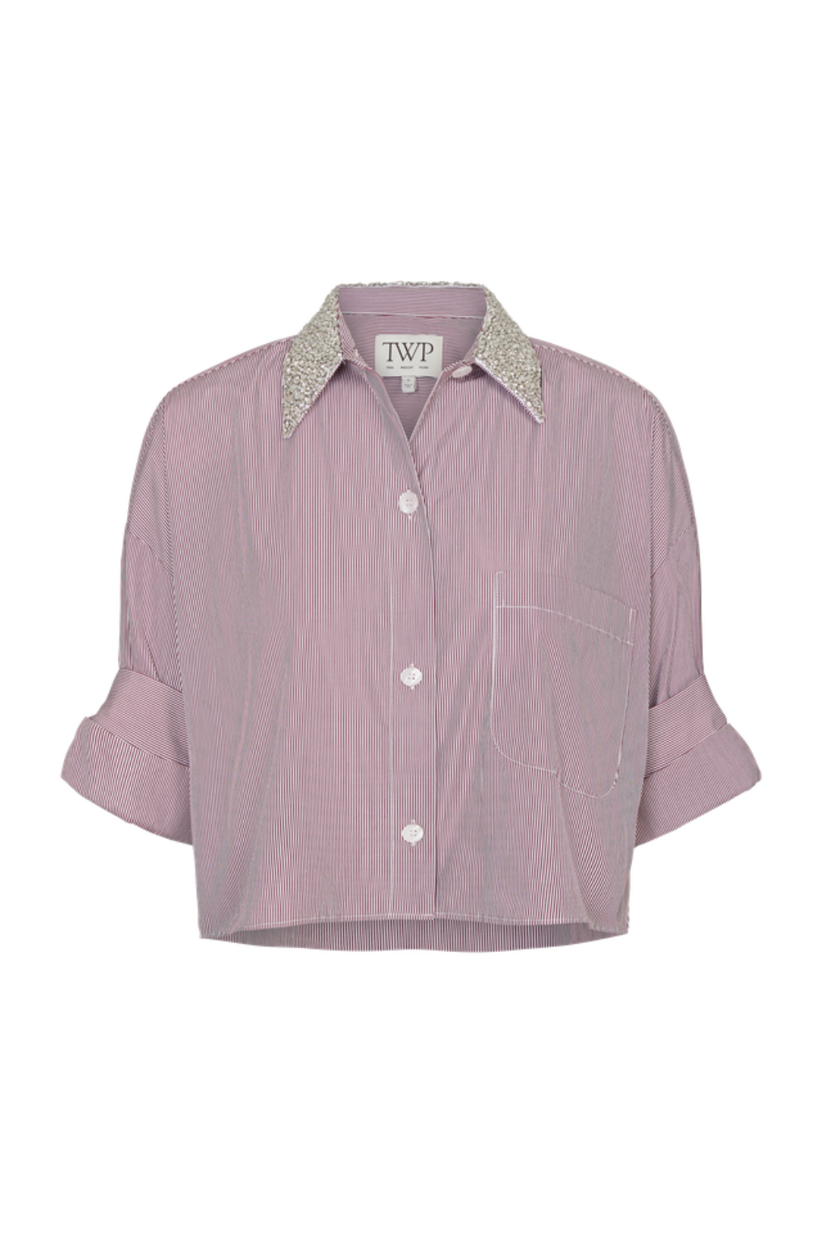 TWP Next Ex Wine Crystal Shirt - White / Wine - Image 1 of 1