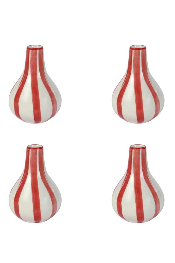 Casa Amarosa Ceramic Stripe Bud Vase Set of 4