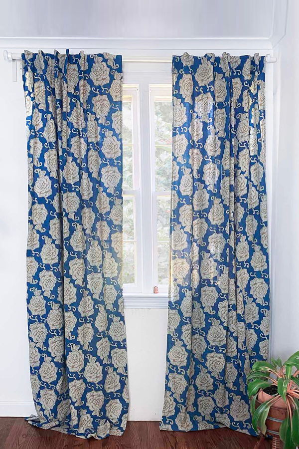 Ichcha Floral Block Print Curtain - Rose Gold