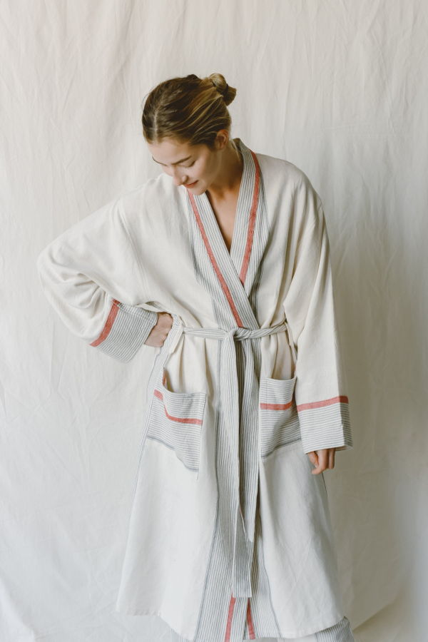 Home & Loft Ivory Cherry Tribeca Long Bathrobe
