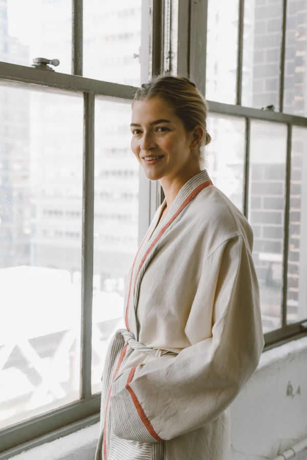 Home & Loft Ivory Cherry Tribeca Long Bathrobe