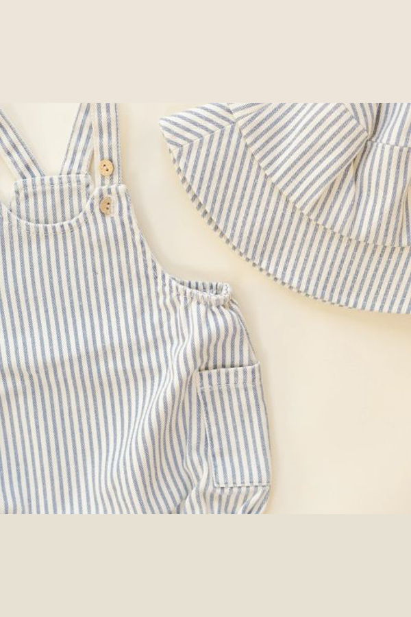 KIDS Rylee + Cru Railroad Stripe Bucket Hat - Natural