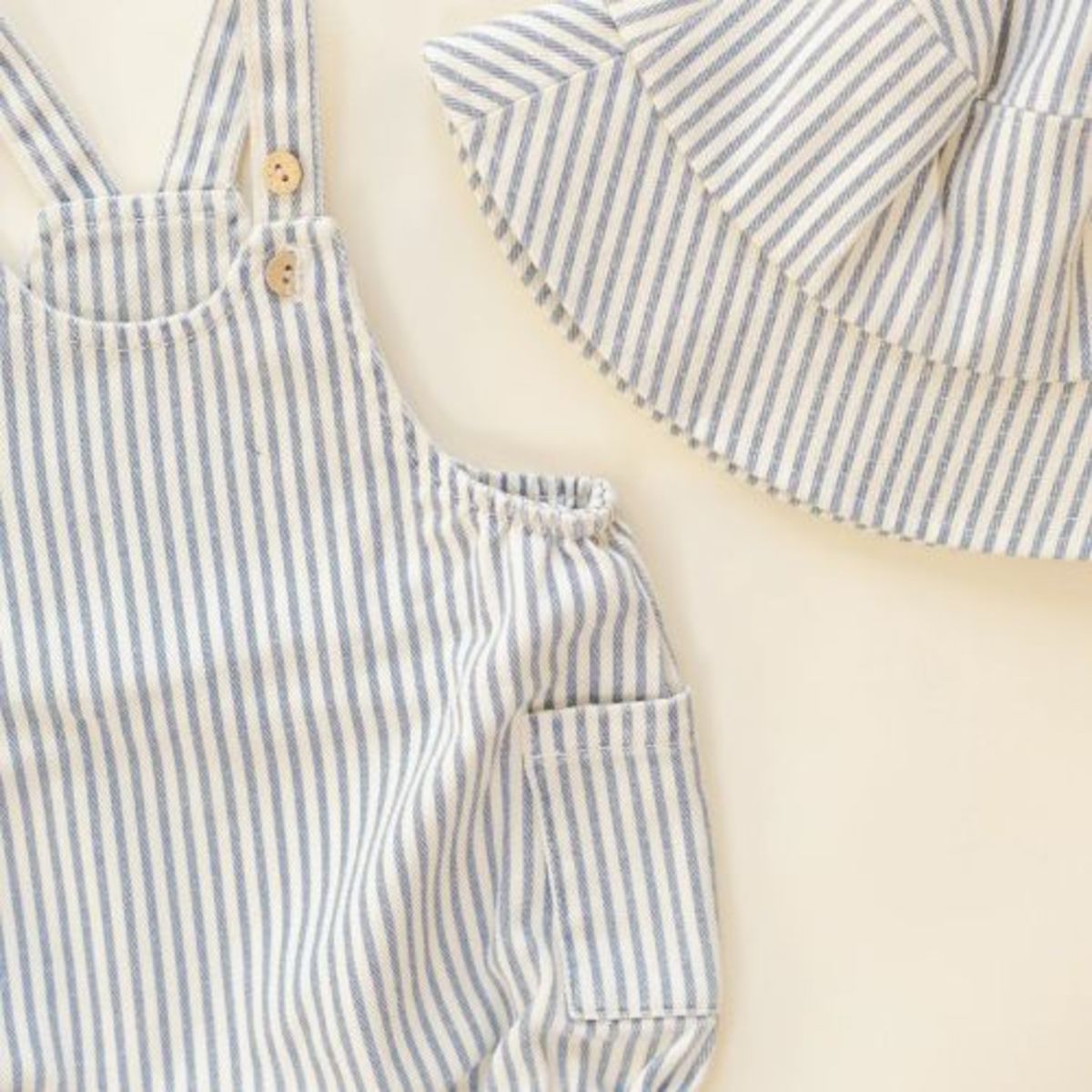 KIDS Rylee + Cru Railroad Stripe Bucket Hat - Natural - Image 2 of 3