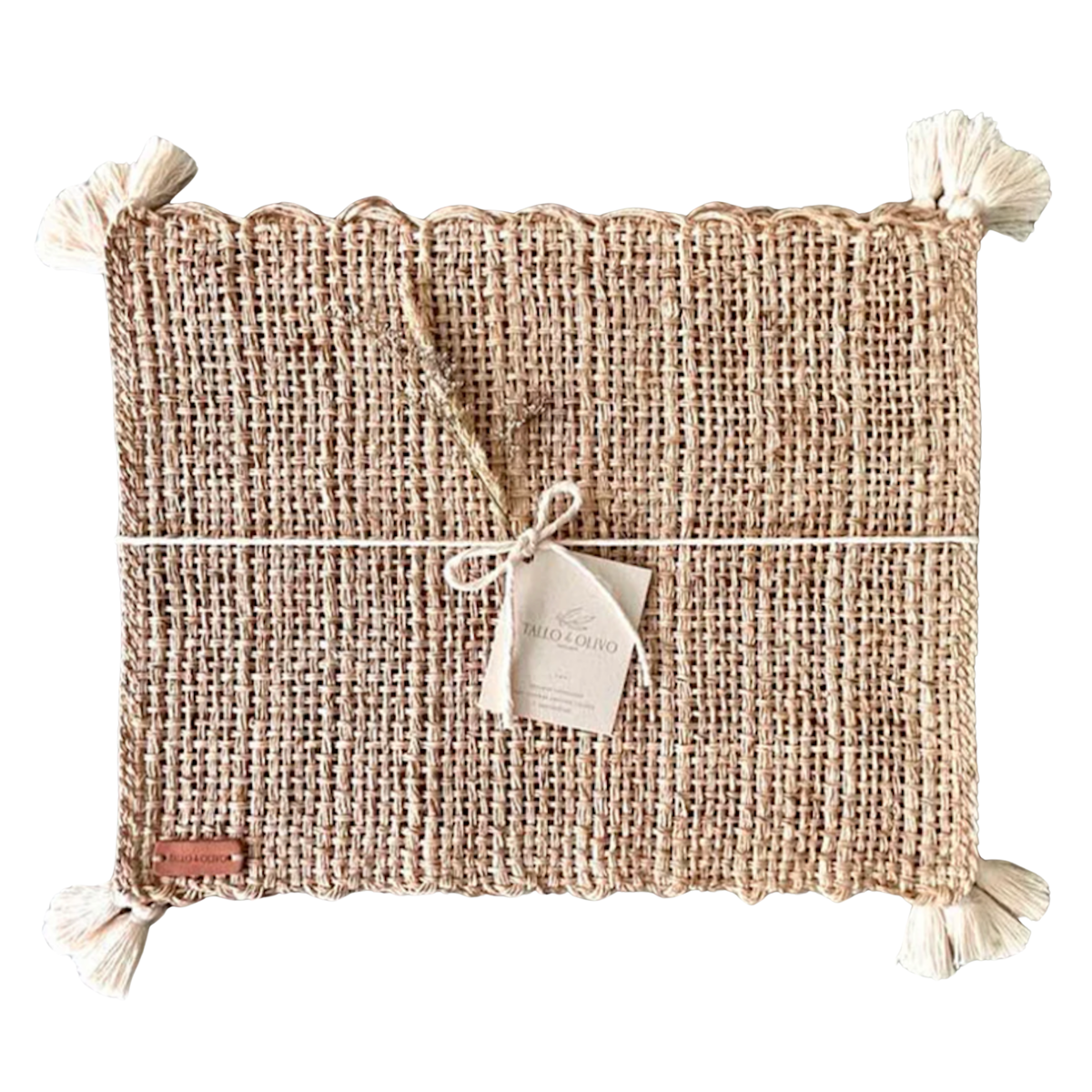 Tallo de Olivo Rectangular Placemat with Tassels - Set of 4 - Image 1 of 2