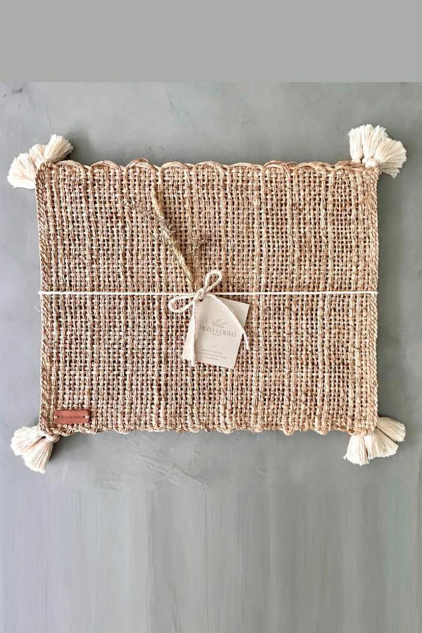Tallo de Olivo Rectangular Placemat with Tassels - Set of 4