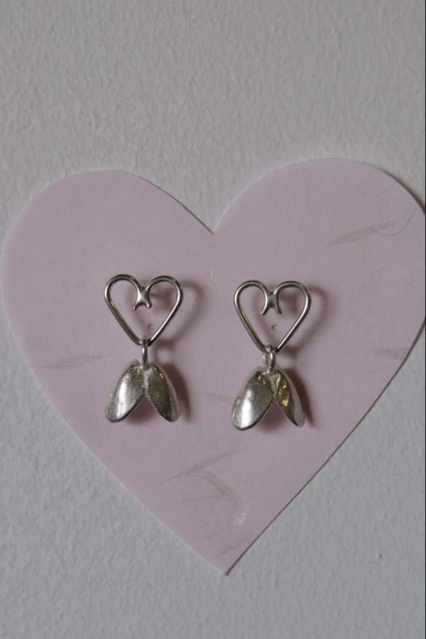 Sarah A. Sears Heart Shell Charm Earrings