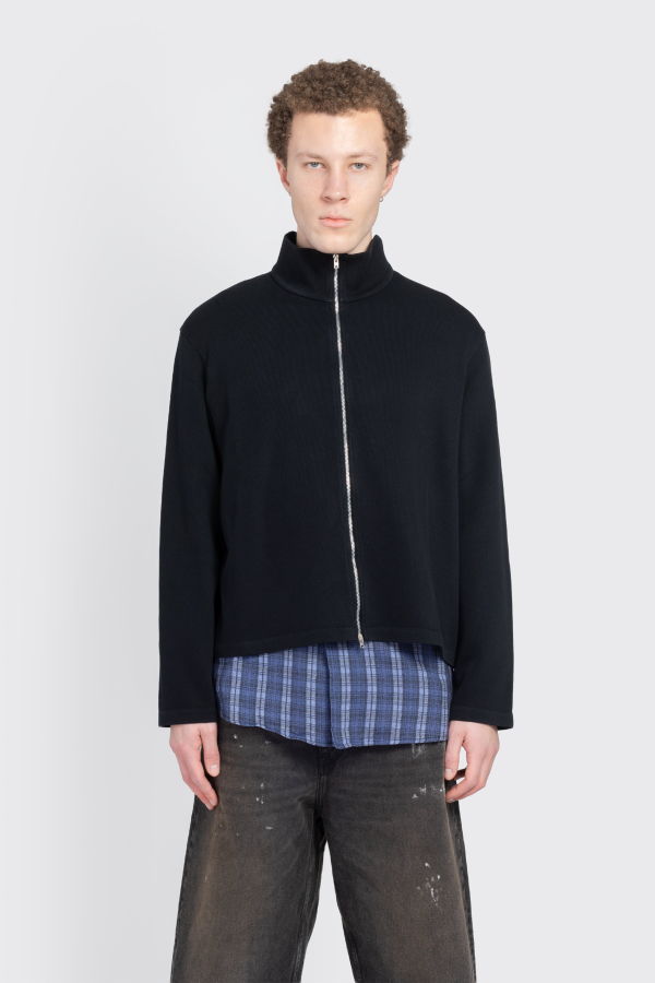 Our Legacy Shrunken Fullzip Knitwear - Black Rib