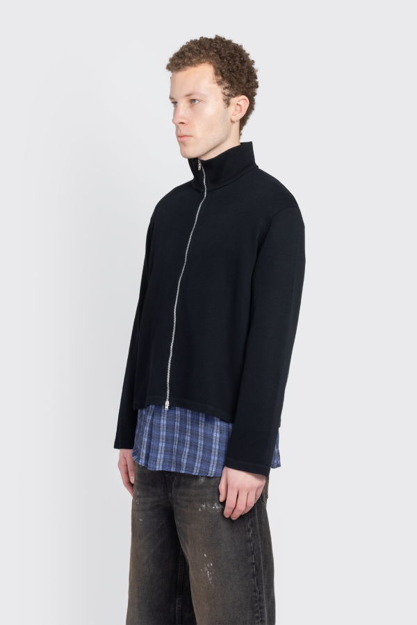 Our Legacy Shrunken Fullzip Knitwear - Black Rib