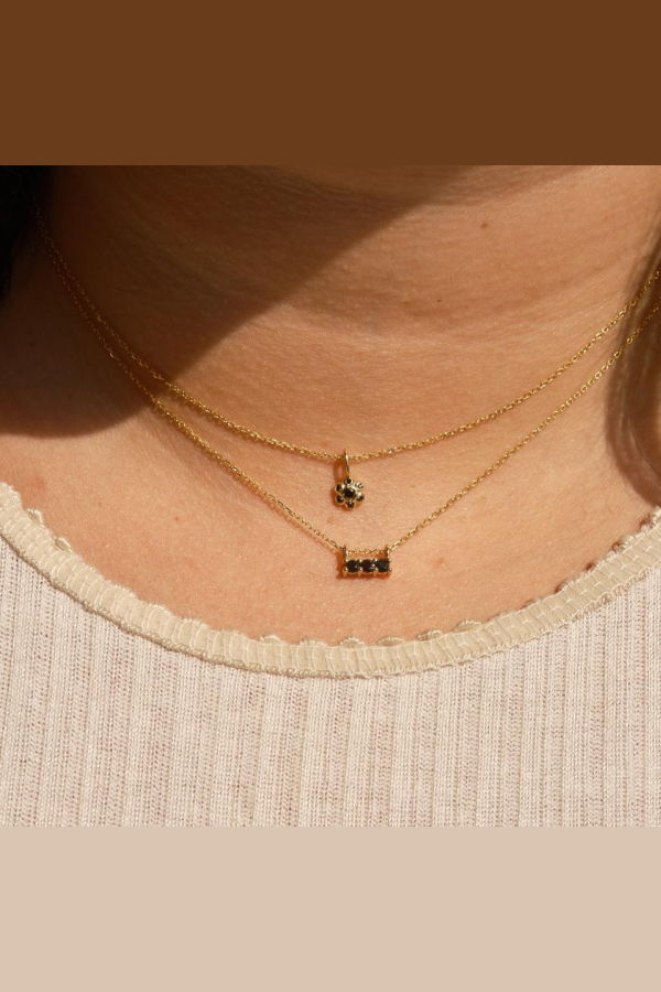 Jennie Kwon Designs Black Diamond Flower Necklace