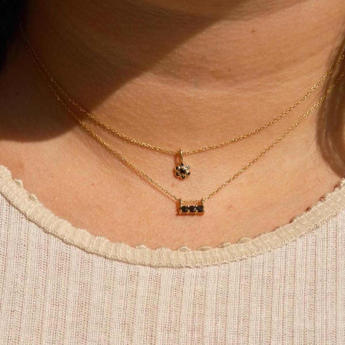 Jennie Kwon Designs Black Diamond Flower Necklace - Image 2 of 2