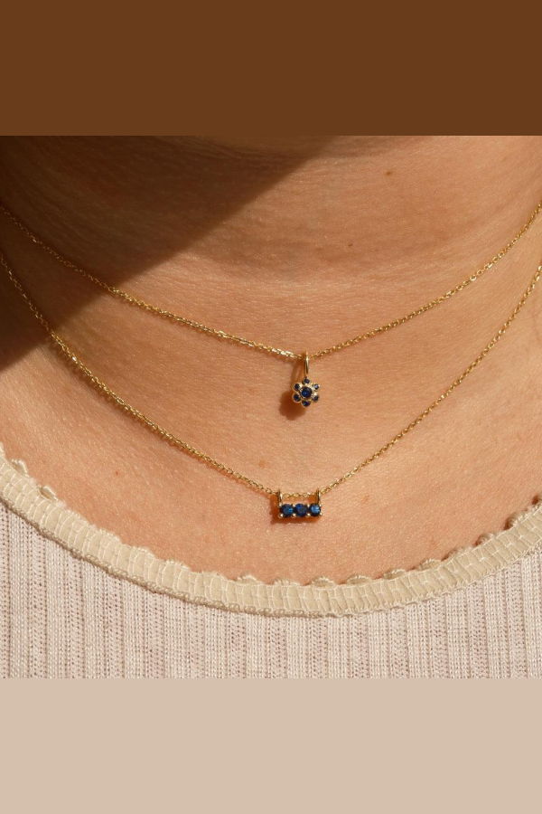 Jennie Kwon Designs Blue Sapphire Flower Necklace