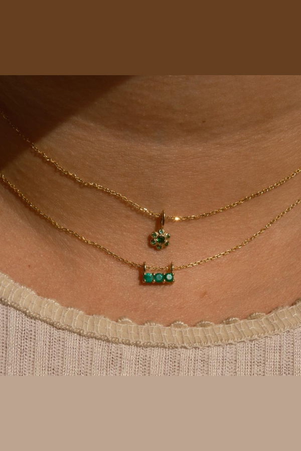 Jennie Kwon Designs Emerald Flower Necklace