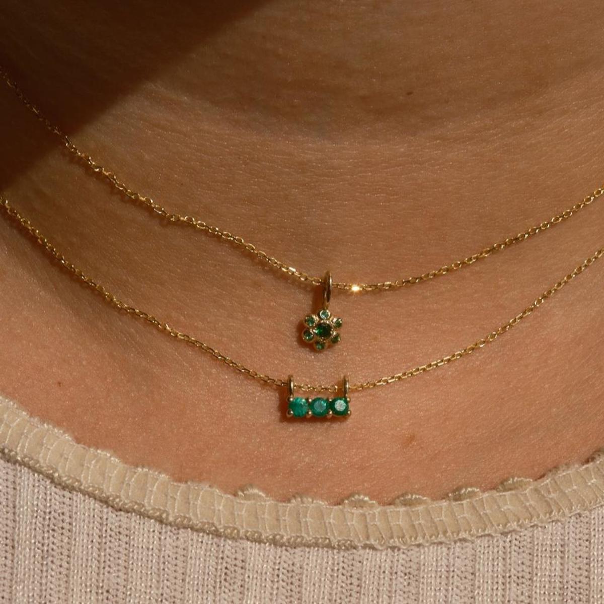 Jennie Kwon Designs Emerald Flower Necklace - Image 2 of 2