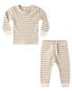 KIDS Rylee + Cru Quincy Mae Waffle Top & Pants Set - Butterscotch Stripe - Thumbnail 1