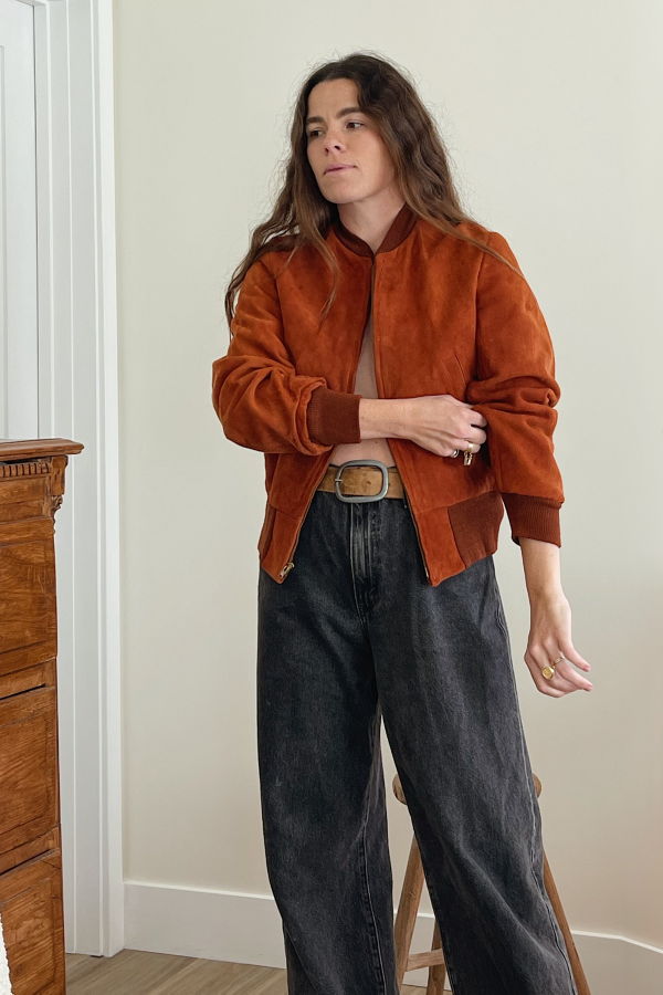 The Ludlow Shop 1950s Suede Leather Bomber Jacket