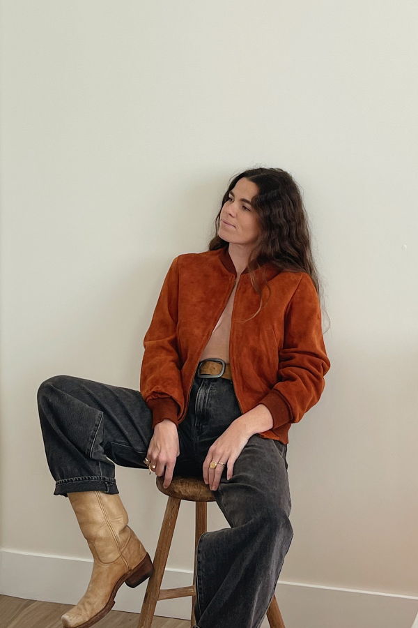 The Ludlow Shop 1950s Suede Leather Bomber Jacket