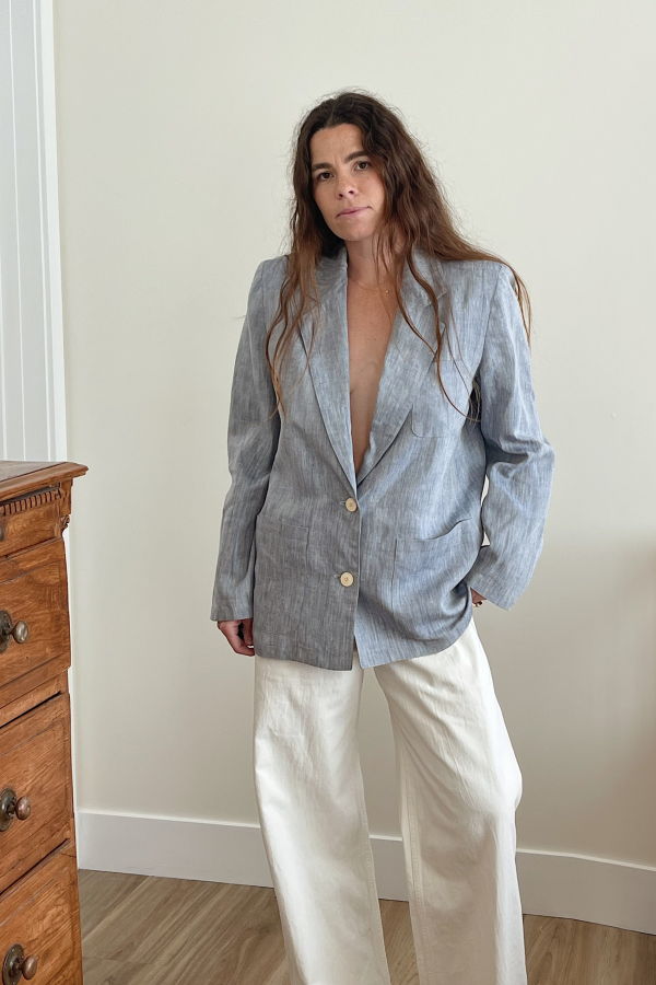 Calvin Klein 1980s Linen Blazer - Light Indigo