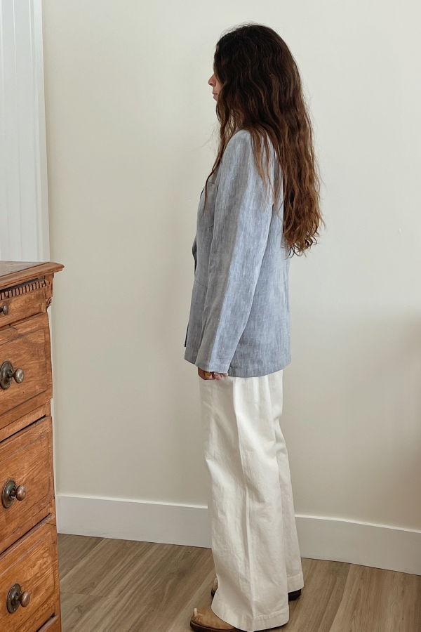 Calvin Klein 1980s Linen Blazer - Light Indigo