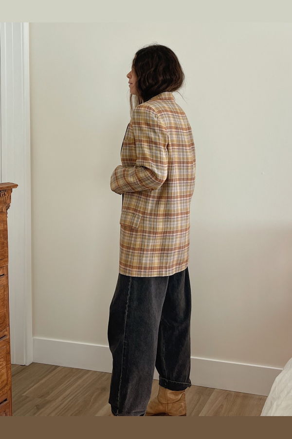 1990s Linen Blazer - Plaid