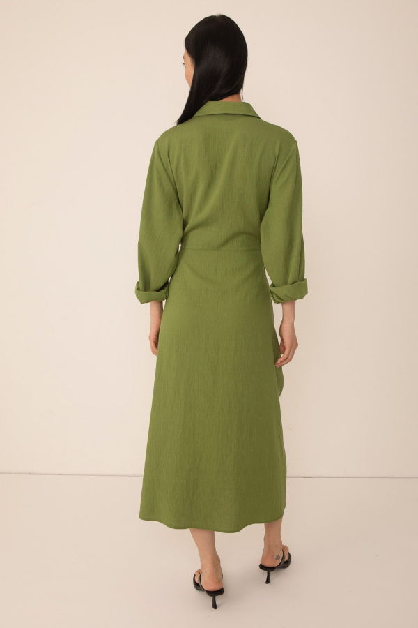 Vivere Line Tie Front Shirt Dress