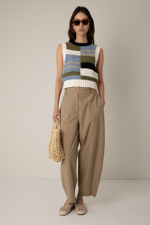 Capsule Wardrobe Vivere Thea Barrel Leg Trousers - Sand