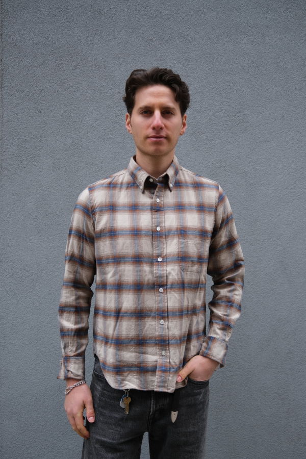 Steven Alan The Single Needle Tan Flannel Shirt