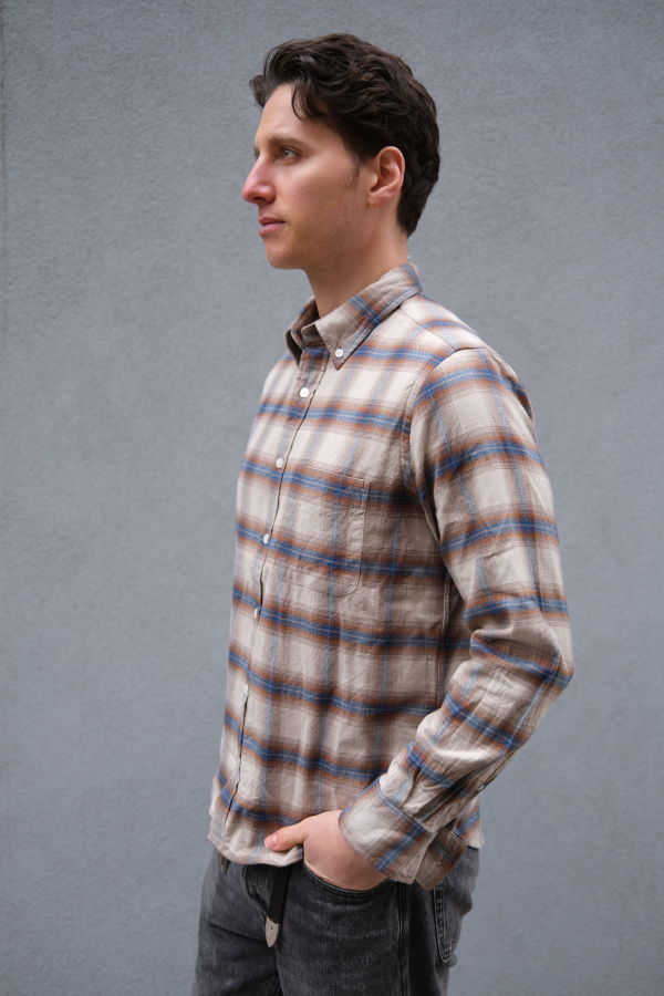 Steven Alan The Single Needle Tan Flannel Shirt
