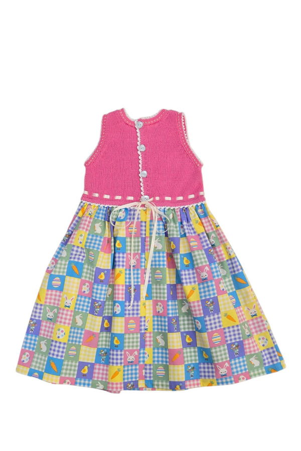 KIDS Melange Collection Springtime Gingham Bunny Dress