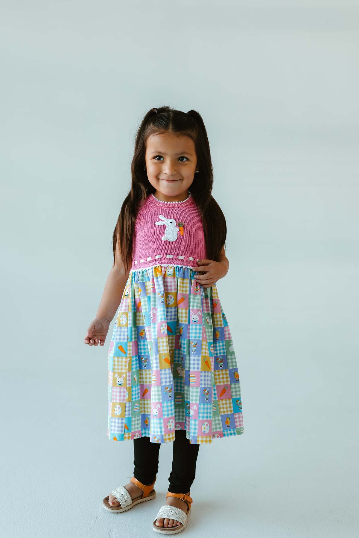 KIDS Melange Collection Springtime Gingham Bunny Dress - Image 3 of 4