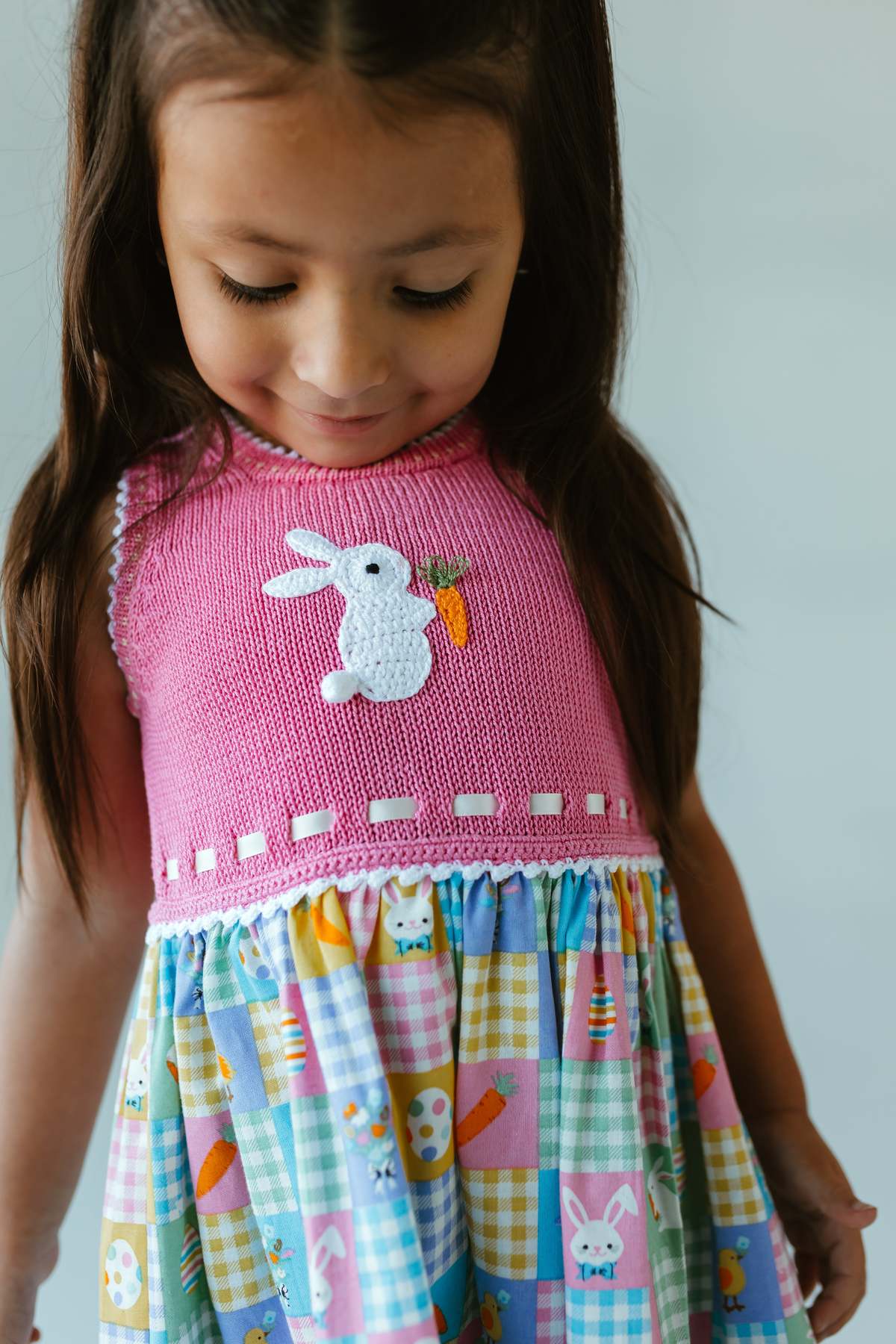 KIDS Melange Collection Springtime Gingham Bunny Dress - Image 4 of 4