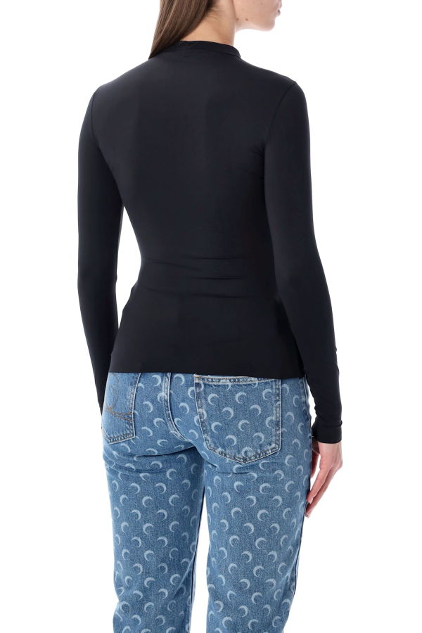 MARINE SERRE High Neck Moon Crystal Top - Black