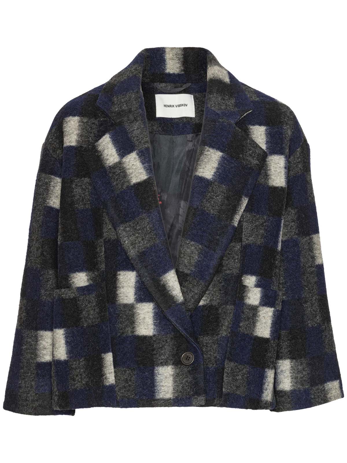 Henrik Vibskov Shady Suiting Jacket - Brushed Black Squares - Image 1 of 6