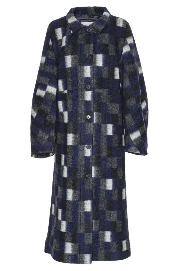 Henrik Vibskov Banana Coat - Brushed Black Squares