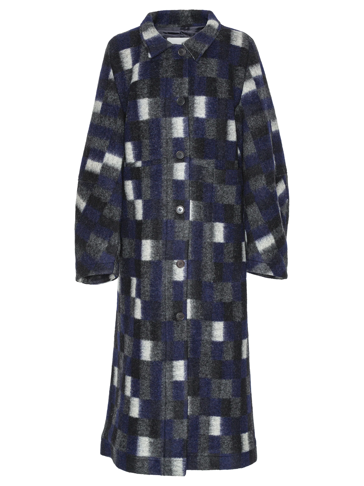 Henrik Vibskov Banana Coat - Brushed Black Squares - Image 1 of 6