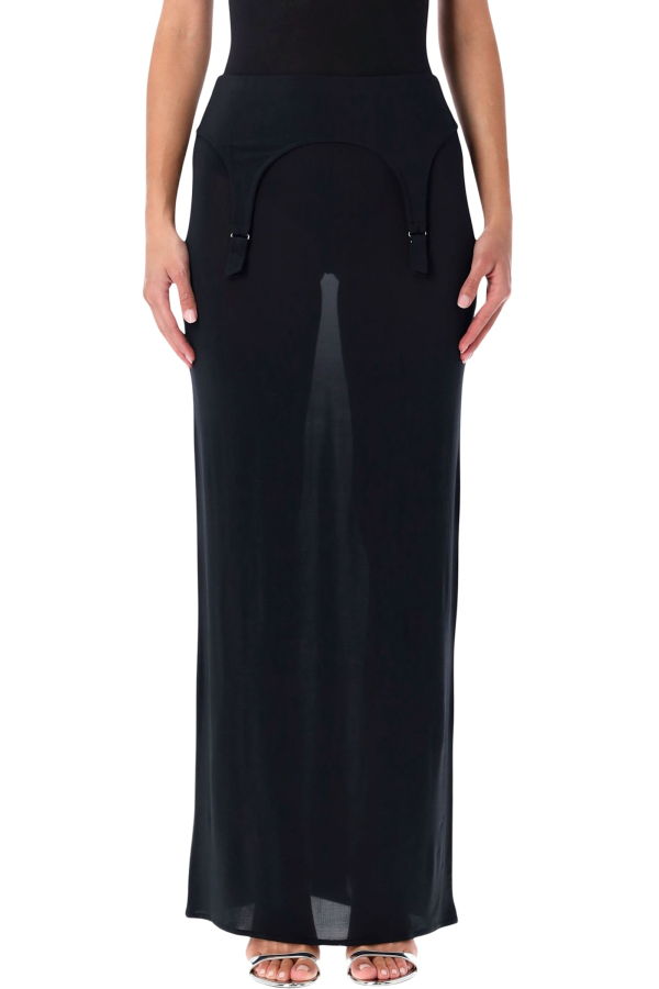 Jean Paul Gaultier Long Sheer Skirt With Lingerie Details Skirt - Dark Navy